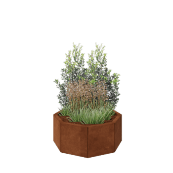Květináč z cortenové oceli - Osmiúhelník - 72,4 x 72,4 x 30 cm - Se základovou deskou