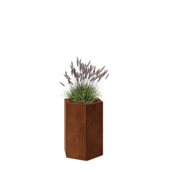 Květináč z cortenové oceli - Šestiúhelník - 39,3 x 34,6 x 50 cm - Se základovou deskou