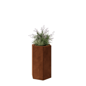 Květináč z cortenové oceli - Šestiúhelník - 39,3 x 34,6 x 60 cm - Se základovou deskou