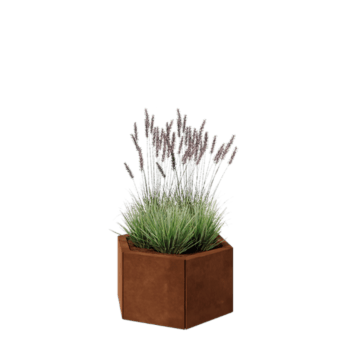 Květináč z cortenové oceli - Šestiúhelník - 59,3 x 52 x 30 cm - Se základovou deskou