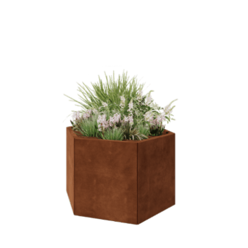 Květináč z cortenové oceli - Šestiúhelník - 99,3 x 86,6 x 60 cm - Bez základové desky