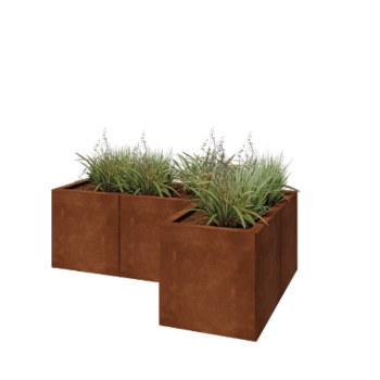 Květináč z cortenové oceli - L-tvar - 120 x 80 x 40 cm - Se základovou deskou
