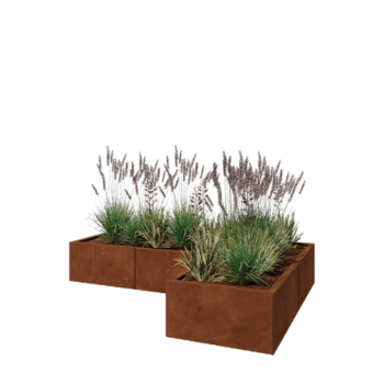 Květináč z cortenové oceli - L-tvar - 180 x 120 x 30 cm - Se základovou deskou