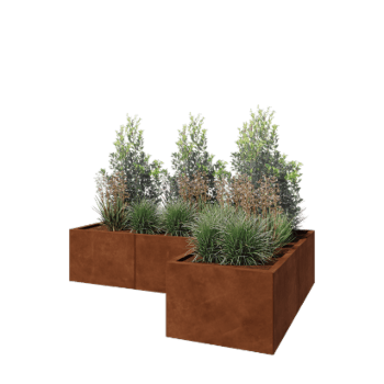 Květináč z cortenové oceli - L-tvar - 180 x 120 x 40 cm - Se základovou deskou