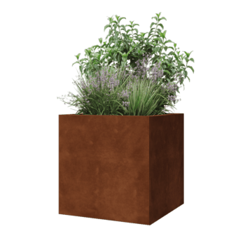 Květináč z cortenové oceli - Čtverec - 60 x 60 x 60 cm - Se základovou deskou