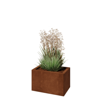 Květináč z cortenové oceli - Obdélník - 50 x 30 x 30 cm - Se základovou deskou