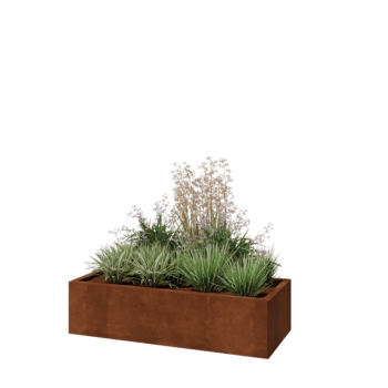 Květináč z cortenové oceli - Obdélník - 120 x 50 x 30 cm - Se základovou deskou