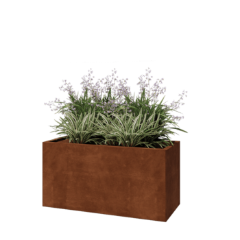 Květináč z cortenové oceli - Obdélník - 120 x 50 x 60 cm - Se základovou deskou