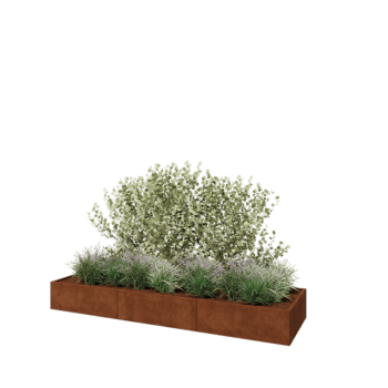 Květináč z cortenové oceli XXL - Obdélník - 360 x 100 x 40 cm - Se základovou deskou