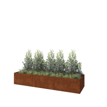 Květináč z cortenové oceli XXL - Obdélník - 360 x 100 x 60 cm - Se základovou deskou