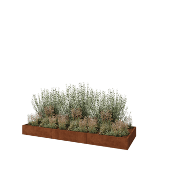 Květináč z cortenové oceli XXL - Obdélník - 360 x 120 x 30 cm - Bez základové desky