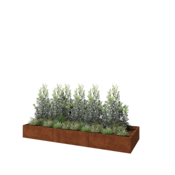 Květináč z cortenové oceli XXL - Obdélník - 360 x 120 x 40 cm - Se základovou deskou