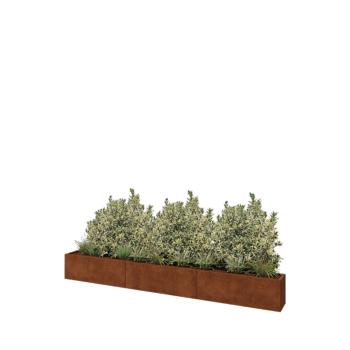 Květináč z cortenové oceli XXL - Obdélník - 360 x 30 x 40 cm - Se základovou deskou