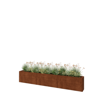 Květináč z cortenové oceli XXL - Obdélník - 360 x 30 x 60 cm - Se základovou deskou
