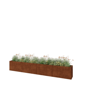 Květináč z cortenové oceli XXL - Obdélník - 400 x 40 x 60 cm - Se základovou deskou