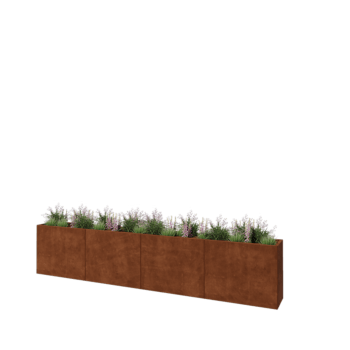 Květináč z cortenové oceli XXL - Obdélník - 400 x 40 x 80 cm - Bez základové desky