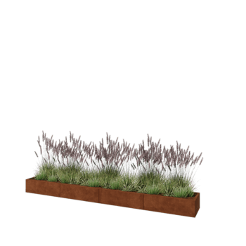 Květináč z cortenové oceli XXL - Obdélník - 400 x 50 x 30 cm - Se základovou deskou
