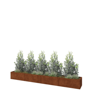 Květináč z cortenové oceli XXL - Obdélník - 400 x 50 x 40 cm - Se základovou deskou