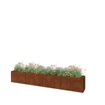 Květináč z cortenové oceli XXL - Obdélník - 400 x 50 x 60 cm - Se základovou deskou