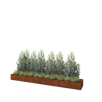 Květináč z cortenové oceli XXL - Obdélník - 400 x 60 x 30 cm - Se základovou deskou