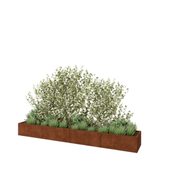 Květináč z cortenové oceli XXL - Obdélník - 400 x 60 x 40 cm - Se základovou deskou