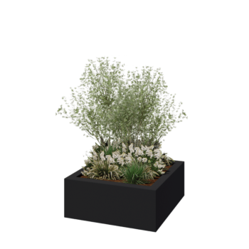 Sklolaminátový květináč - Čtverec - 100 x 100 x 40 cm - RAL 7021 matná (černá šedá) - Se dnem