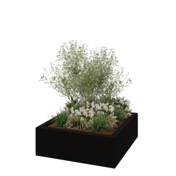 Sklolaminátový květináč - Čtverec - 120 x 120 x 40 cm - RAL9005 matná (černá) - Se dnem