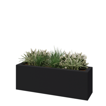 Sklolaminátový květináč - Obdélník - 120 x 30 x 40 cm - RAL 7021 matná (černá šedá) - Se dnem