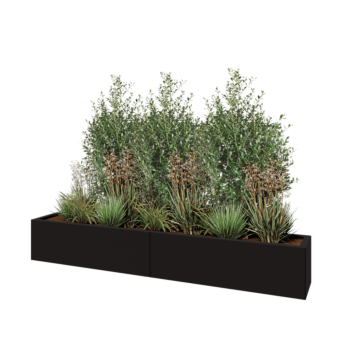Ocelový květináč XXL - Obdélník - 200 x 30 x 30 cm - RAL9005 matný (černý) - Bez základové desky