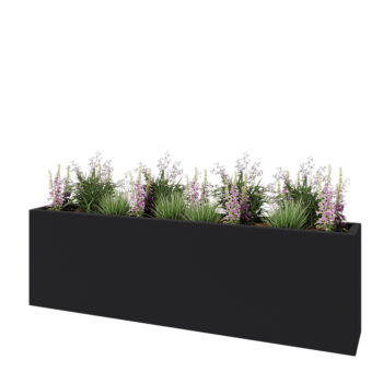 Sklolaminátový květináč - Obdélník - 200 x 30 x 60 cm - RAL 7021 matná (černá šedá) - Se dnem