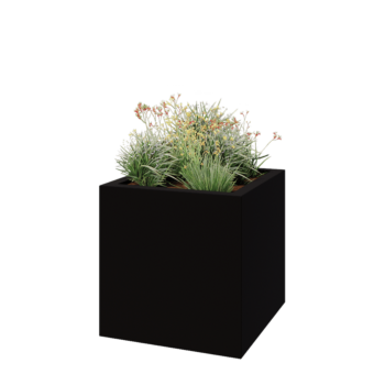 Sklolaminátový květináč - Čtverec - 100 x 100 x 100 cm - RAL9005 matná (černá) - Se dnem