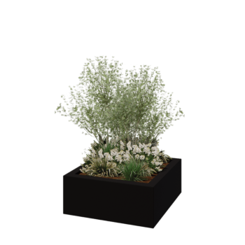 Sklolaminátový květináč - Čtverec - 100 x 100 x 40 cm - RAL9005 matná (černá) - Se dnem