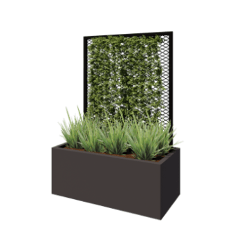 Mříž na popínavé rostliny z oceli - 90 x 3 x 117,5 cm - RAL9005 matnýný (černý) - Pro květináč 50 cm