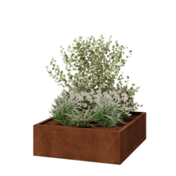 Květináč z cortenové oceli - Čtverec - 120 x 120 x 40 cm - Svařovaný - Bez základové desky