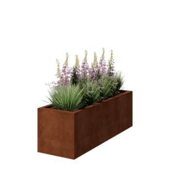 Květináč z cortenové oceli - Obdélník - 150 x 50 x 50 cm - Svařovaný - Se základovou deskou