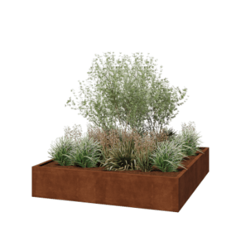 Květináč z cortenové oceli - Čtverec - 200 x 200 x 40 cm - Svařovaný - Bez základové desky