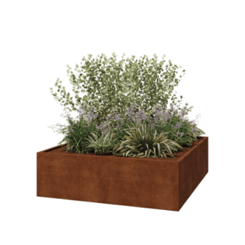 Květináč z cortenové oceli - Čtverec - 200 x 200 x 60 cm - Svařovaný - Bez základové desky
