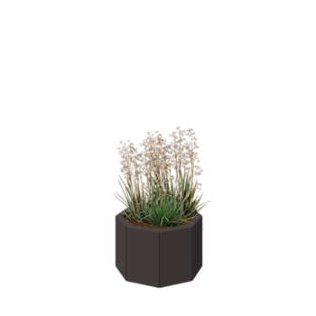 Ocelový květináč - Osmiúhelník - 48,3 x 48,3 x 30 cm - RAL7016 matný (antracitově šedá) - Se základovou deskou