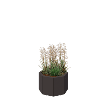 Ocelový květináč - Osmiúhelník - 48,3 x 48,3 x 30 cm - RAL7016 matný (antracitově šedá) - Se základovou deskou - S nohami