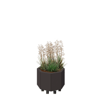 Ocelový květináč - Osmiúhelník - 48,3 x 48,3 x 30 cm - RAL7016 matný (antracitově šedá) - Se základovou deskou - S kolečky