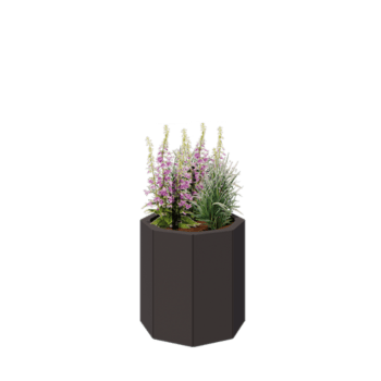 Ocelový květináč - Osmiúhelník - 48,3 x 48,3 x 50 cm - RAL7016 matný (antracitově šedá) - Se základovou deskou