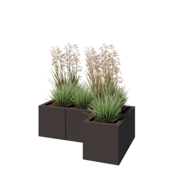 Ocelový květináč - L-tvar - 90 x 60 x 30 cm - RAL7016 matný (antracitově šedá) - Se základovou deskou