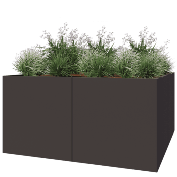 Ocelový květináč XXL - Čtverec - 200 x 200 x 100 cm - RAL7016 matný (antracitově šedá) - Bez základové desky