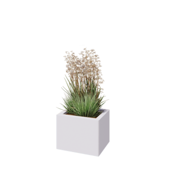 Ocelový květináč - Obdélník - 40 x 30 x 30 cm - RAL9010 matný (bílý) - Se základovou deskou