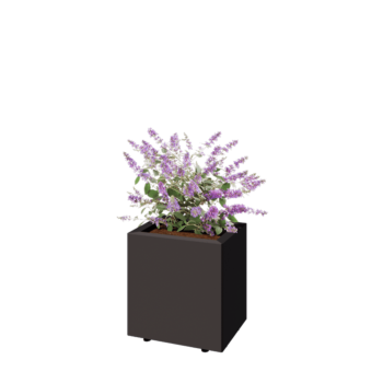 Ocelový květináč - Obdélník - 40 x 30 x 40 cm - RAL7016 matný (antracitově šedá) - Se základovou deskou - S nohami