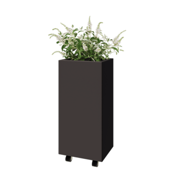 Ocelový květináč - Obdélník - 40 x 30 x 80 cm - RAL7016 matný (antracitově šedá) - Se základovou deskou - S kolečky