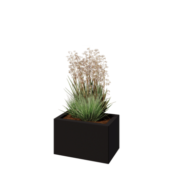 Ocelový květináč - Obdélník - 50 x 30 x 30 cm - RAL9005 matný (černý) - Bez základové desky