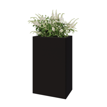 Ocelový květináč - Obdélník - 50 x 30 x 80 cm - RAL9005 matný (černý) - Se základovou deskou