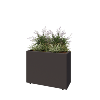 Ocelový květináč - Obdélník - 80 x 30 x 60 cm - RAL7016 matný (antracitově šedá) - Se základovou deskou - S nohami