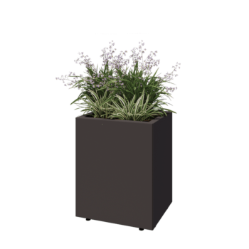 Ocelový květináč - Obdélník - 50 x 40 x 60 cm - RAL7016 matný (antracitově šedá) - Se základovou deskou - S nohami